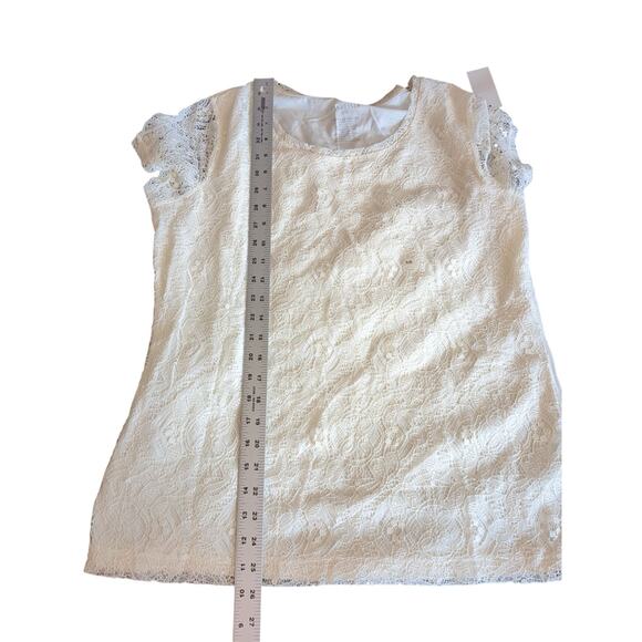 Van Heusen Womens White Top- Floral Lace Front L NWT - Picture 3 of 6